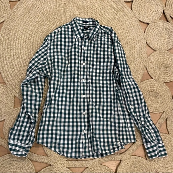 J. Crew Mens XL slim Green Gingham Button Down Shirt - Picture 1 of 7